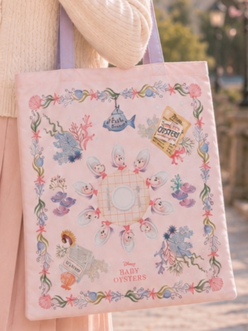 Disney Store Japan Alice in Wonderland Young Oysters Foldable Eco Tote NWT